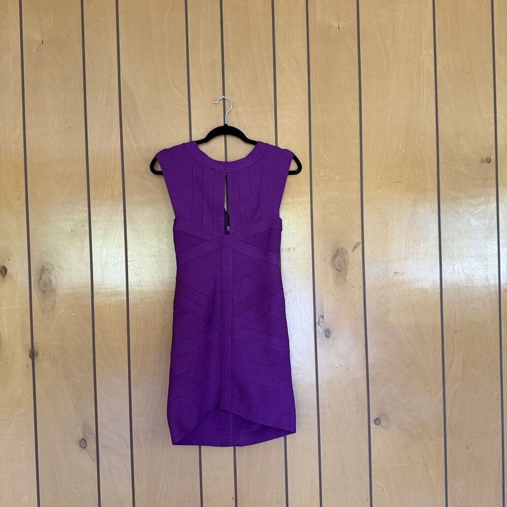 HERVE LEGER Hi-Lo Asymmetric Bandage Dress, Purple, Medium $1,250 Authentic